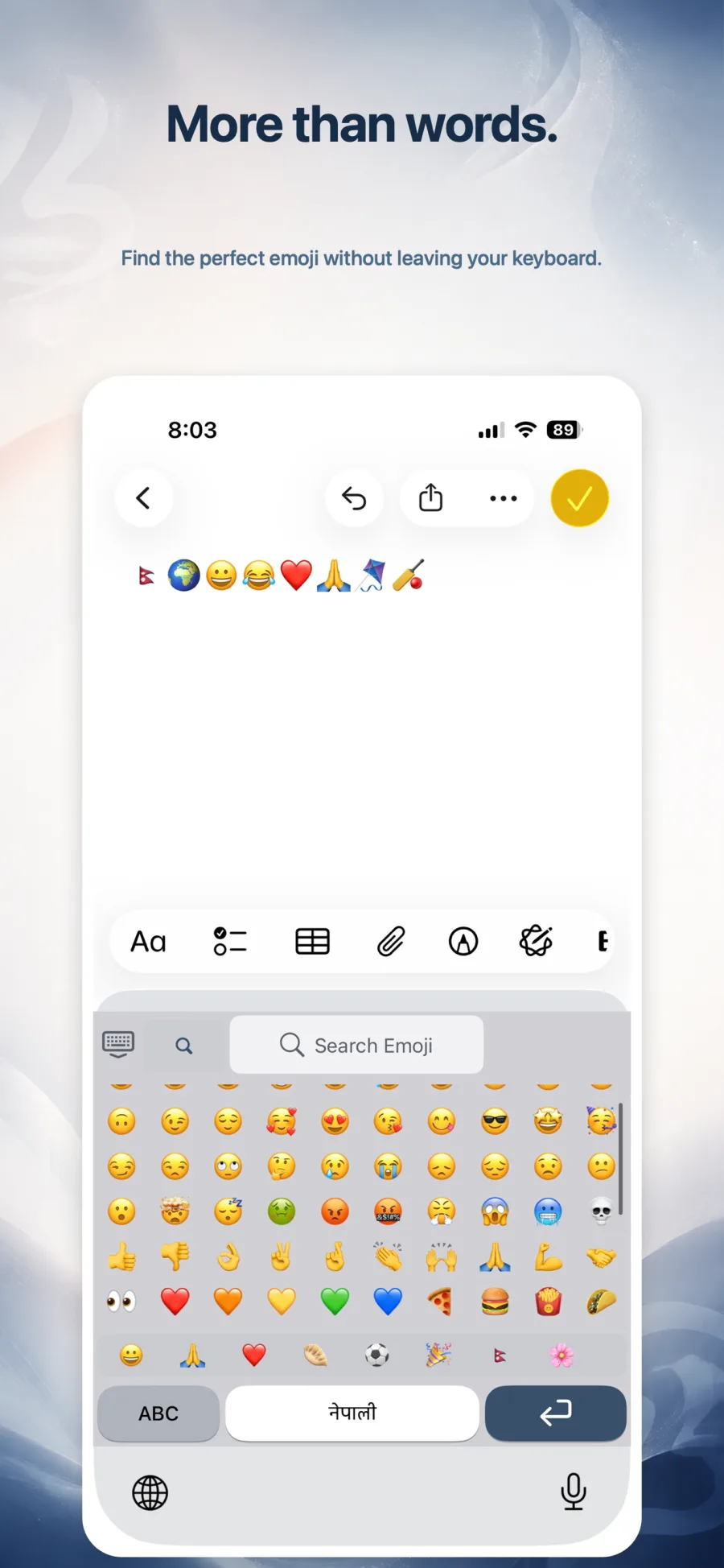 Emoji search inside Aaja Nepali Keyboard